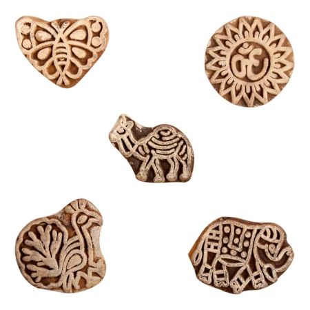 Set of 5 Piece New Mix Wooden Printing Block